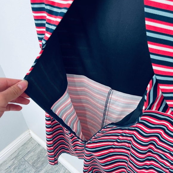 Zara Open Back Striped Skort Romper Blue Pink Sm - Picture 4 of 5